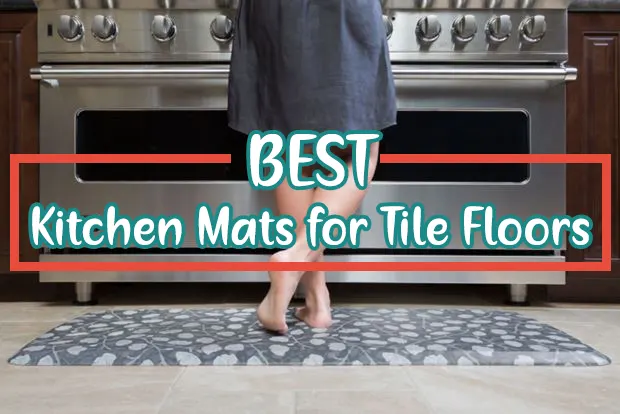 Best Kitchen Mats for Tile Floors - Woman standing on anti-fatigue mat